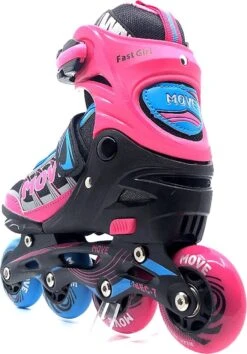 Move Fast Verstelbare Inlineskates - Maat 34-37 - Unisex - Roze/zwart/blauw -NIJDAM Sport & Spel Winkel 837x1200