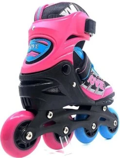 Move Fast Verstelbare Inlineskates - Maat 34-37 - Unisex - Roze/zwart/blauw -NIJDAM Sport & Spel Winkel 908x1200